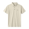 thumbnail image 4 of hoksml Men's Short Sleeve Collared Shirt 3 Button Collared Solid Breathable Regular Fit Golf Top for Business Daily Vacation Casual Wear, 4 of 7