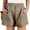 Khaki, variant on Bzhegqhd Womens Solid Color Fashion Comfy Drawstring Casual Elastic Waist Pocket Loose Shorts Pants