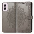 thumbnail image 6 of SaniMore for Motorola Moto G Power (2024) Wallet Case with Embossed Mandala PU Leather Flip Protection Wrist Strap Credit Card Holder Pocket Kickstand Shockproof Case, Gray, 6 of 6