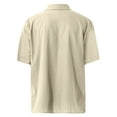 thumbnail image 4 of Huresd Men's Wrinkle Free Untucked Cuban Shirt Business Casual Button Down Tops Short Sleeve Solid Color Shirt Beige 2XL, 4 of 4