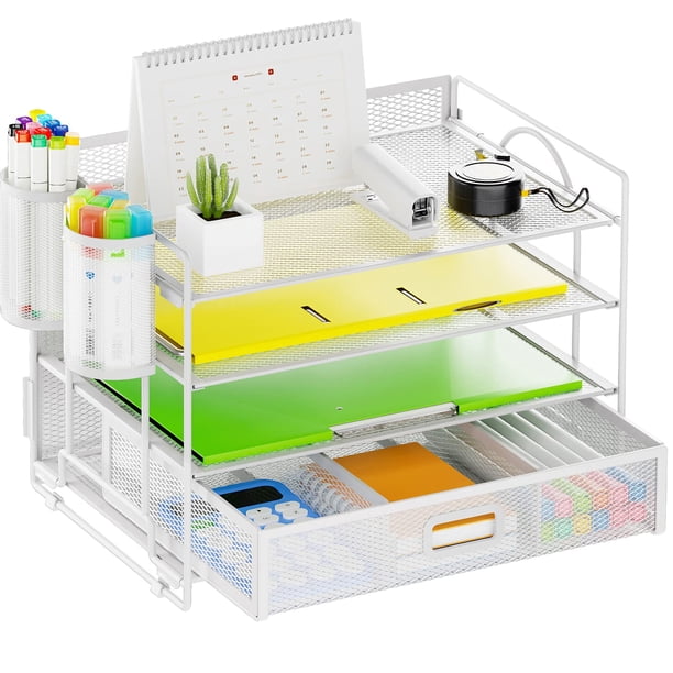 Organizador de Escritorio Marbrasse de 4 Niveles para Documentos en Color Blanco