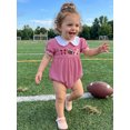 thumbnail image 2 of Baby Girls Football Outfit Rugby Bow Embroidery Smocked Bubble Romper Doll Collar Striped Short Sleeve Jumpsuit Game Day Clothes, 2 of 8