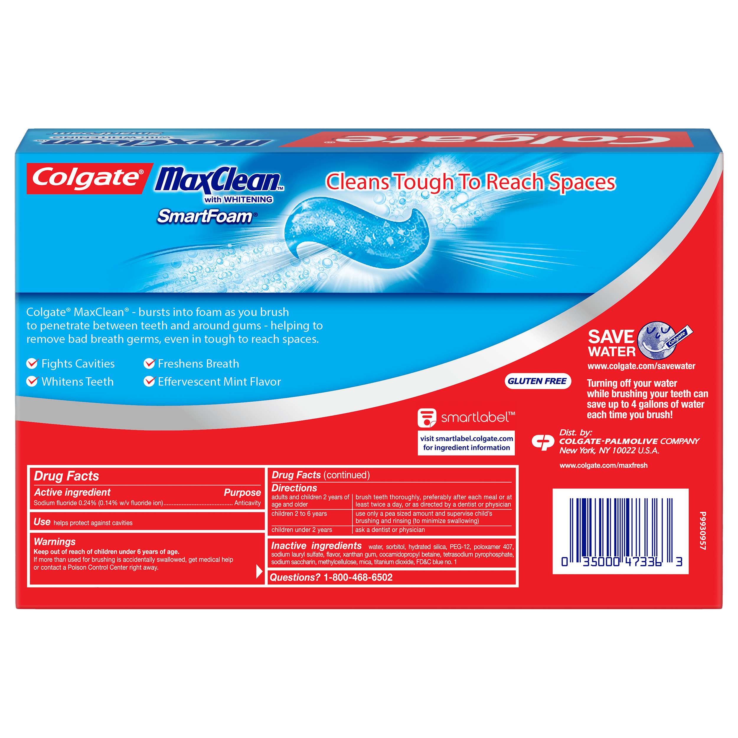 Colgate MaxClean SmartFoam Toothpaste Effervescent Mint - 6.0 Ounce (3 Pack) - image 5 of 12