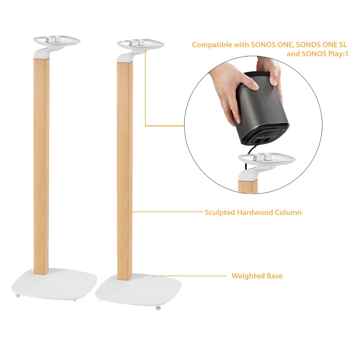 Support En Bois Véritable Pour Enceinte Sonos Era 100 - Trépied Stable, Améliore Le Son, Design Moderne