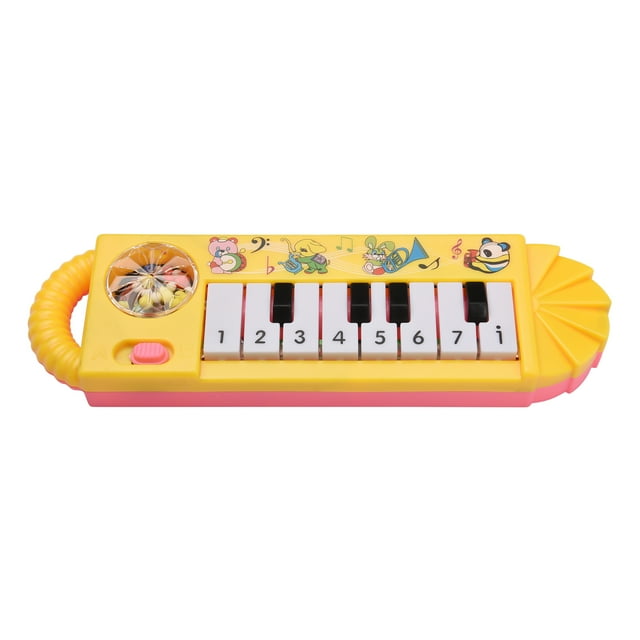 Graflsoa Muslady Compact 8-Key Plastic Keyboard for Kids, Early Learning Music Toy in Yellow or Red, Battery Not Included