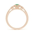thumbnail image 2 of ANGARA Natural Aeon Emerald Solitaire Milgrain Engagement Ring with Trio Accents in 14K Rose Gold for Women (Size-6x4mm) | May Birthstone, Anniversary, Jewelry Gift for Women | Natural Emerald Ring, 2 of 9