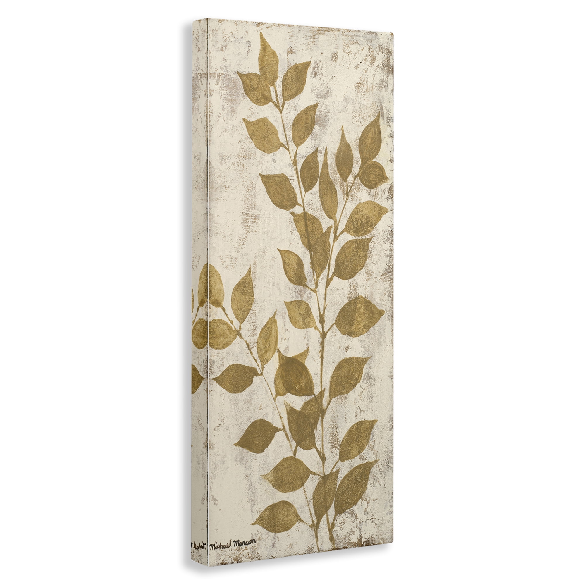 Stupell Industries Natural Leaves Impression Plants & Flowers Painting Wrapped Canvas Art Print Wall Art, 13 x 30