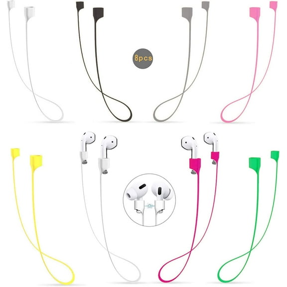 Airpods Strap Magnetic Cord Anti-Lost Leash Sports String, 8 PCS Colorful Soft Silicone Earphone Lanyard, Compatible with Airpods Pro/2/1 (8pcs #2)
