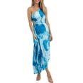 thumbnail image 5 of Douhoow Women One Shoulder Tie Dye Dress Sleeveless Cut Out High Waist Pleated Flowy Long Dresses Vacation Dress, 5 of 8