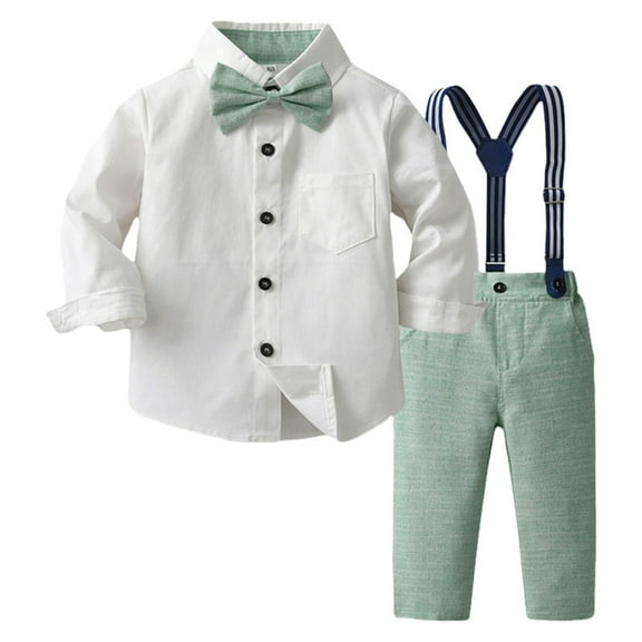 yocbz Newborn Christmas Outfit Boy Boys Suit Formal Dress Pants Vest Suit Set for Boys Wedding Outfits with Dress Shirt Tie and Pocket Square 2PCS Green,Size for 6-7 Years