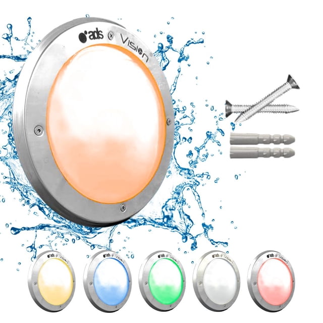 1 Lámpara LED Sumergible Para Alberca de nicho o sobreponer ADS PL 80W 27CM Ámbar