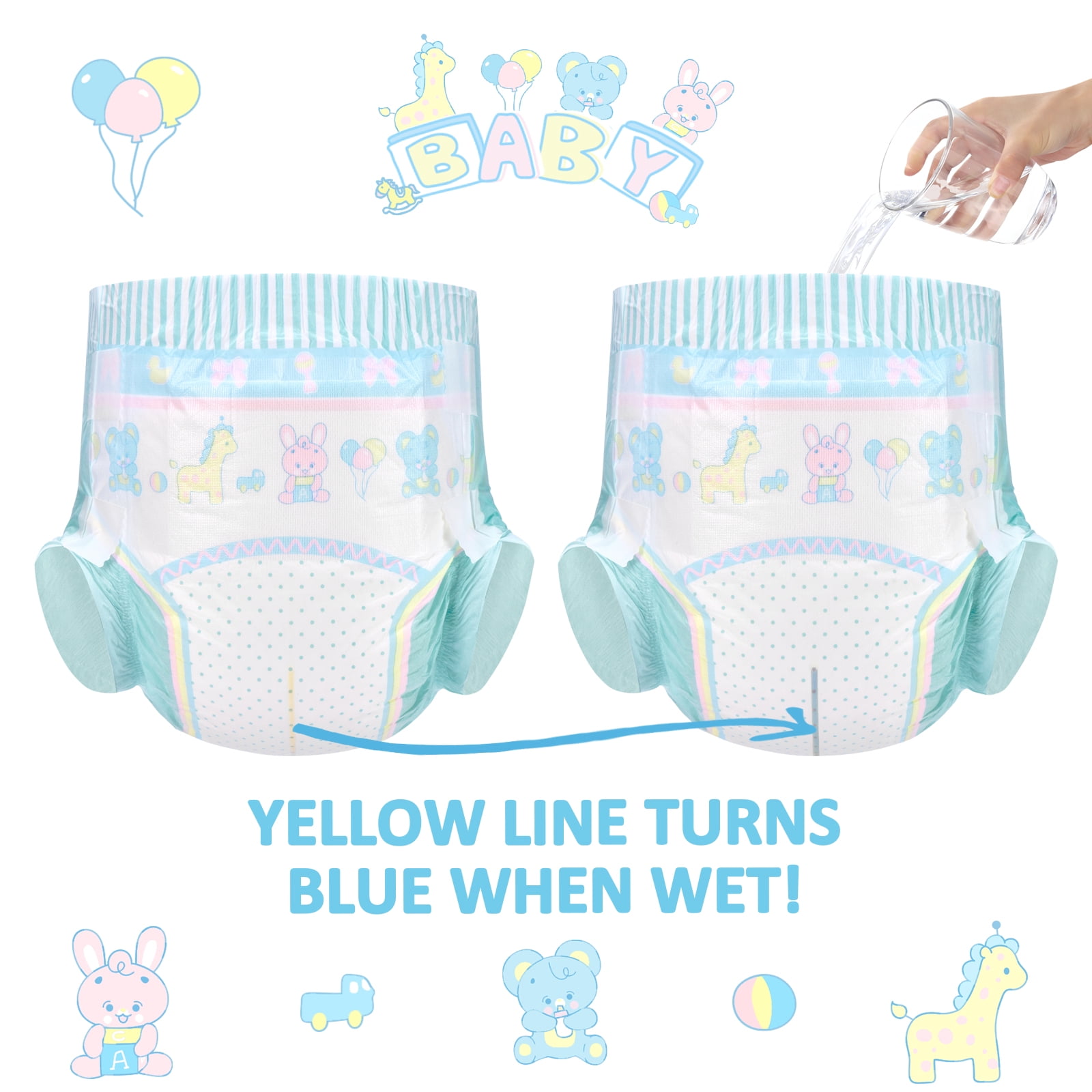 Littleforbig Adjustable Velcro Closure Adult Printed Cloth Back Baby Parade Diaper 10 Pieces (X-Large 48"-56")