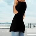 thumbnail image 6 of felwors Womens Front Knotted V-Neck Blouse T Shirt Short Sleeve Oversized Tunic Tops Summer Solid Pullover Tees Black, L, 6 of 8