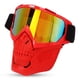 thumbnail image 2 of Casco de motocicleta con protección facial en forma de calavera y gafas integradas, con marco rojo, resistente al viento, para ciclismo todoterreno, 2 of 8