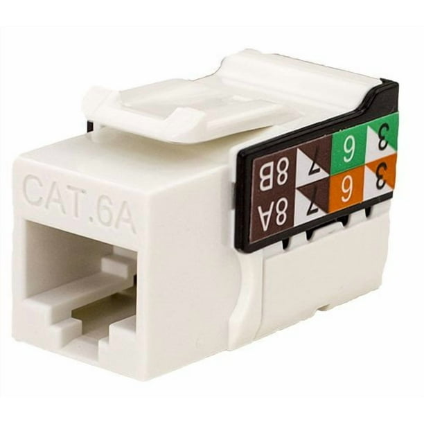 Cat6A Rj45 Keystone Jack Serie V-Max - Color Blanco - (Paquete De 50)