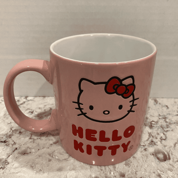 Hello Kitty Pink Ceramic Mug – 11 oz Coffee Cup with Iconic Red Bow Design