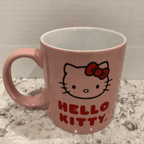 Hello Kitty Pink Ceramic Mug – 11 oz Coffee Cup with Iconic Red Bow Design