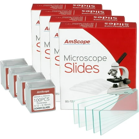 AmScope BS-72P-100S-22 72 Pieces of Pre-Cleaned Blank Microscope Slides (4 Count)