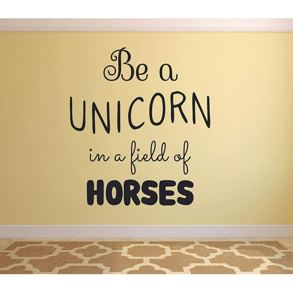 Unicorns Quotes Be A Unicorn In A Field Of Horses Wall Sticker Art Decal for Girls Boys Kids Room Bedroom Nursery Kindergarten House Fun Home Decor Stickers Wall Art Vinyl Decoration Size (30x27 inch)