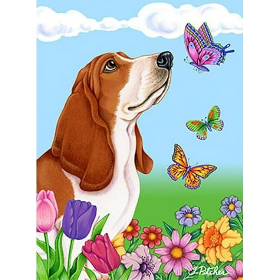 Basset Hound - Best of Breed Butterfly Garden Flag