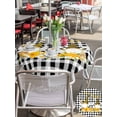 thumbnail image 4 of Outdoor Tablecloth with Umbrella Hole and Zipper, Daisy Bees Gnomes Round Table Cloth 54 Inch Waterproof Tablecloth, Black White Plaid Farmhouse Picnic Table Cover for Patio Camping, 4 of 7