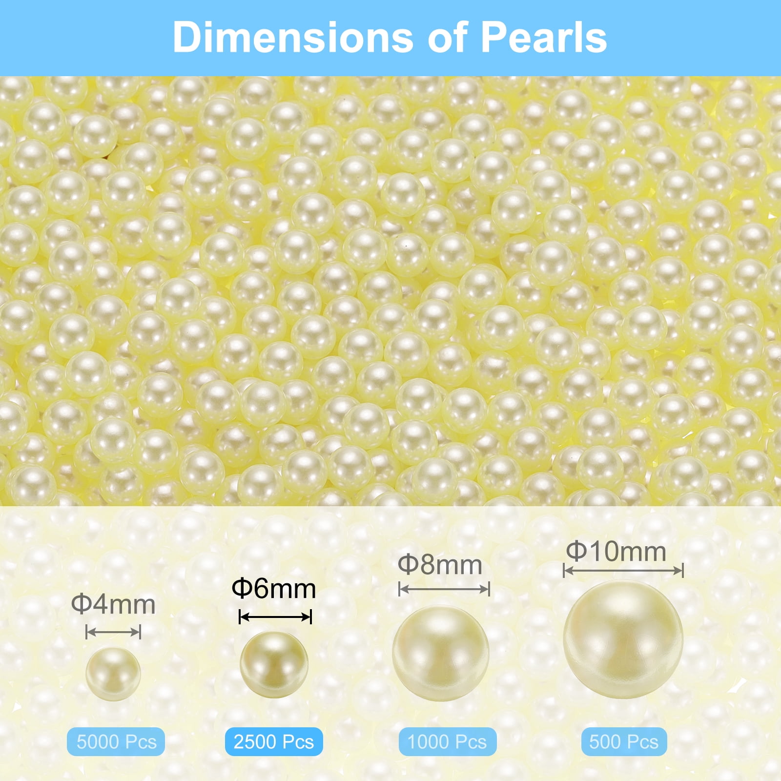 Unique Bargains Durable Faux Pearl for Crafting No Hole Pearls for Vase Fillers Yellow