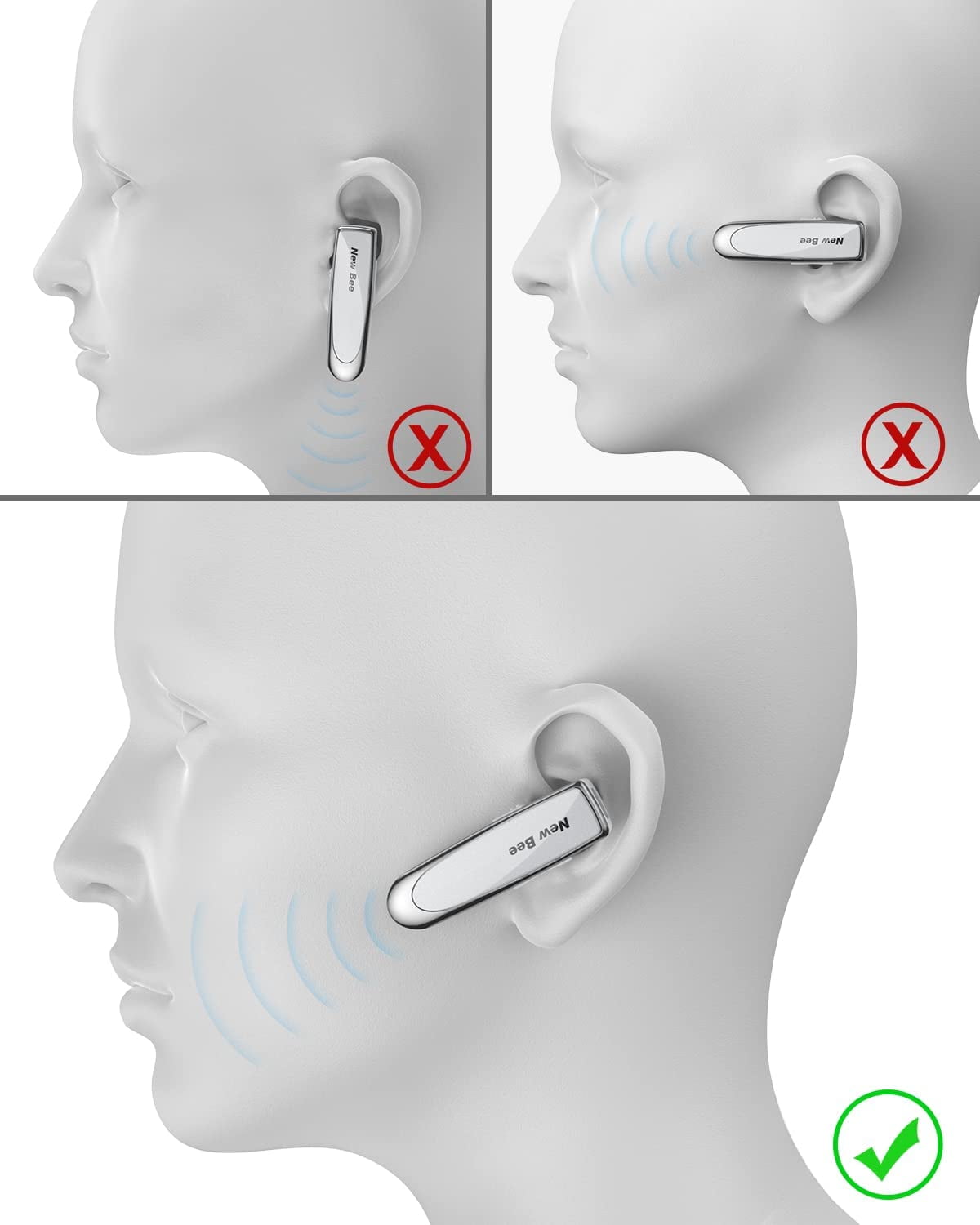 General [2 Pack] Bluetooth Earpiece V5.0 Wireless Handsfree Headset 24 Hrs Driving 60 Days Standby Time with Bluetooth Headset for iPhone Android Laptop Truck Driver(White)