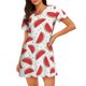 thumbnail image 1 of Balery Watermelon Camisón de manga corta con cuello redondo para mujer, cómodo y elegante., 1 of 6