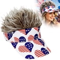 thumbnail image 2 of Funny American Flag Wig Visor Hat, July 4th Patriotic Baseball Cap with Adjustable Strap, Sun Protective Novelty Hat for Independence Day Parties, 250th Anniversary Costume & Outdoor Celebration, 2 of 9