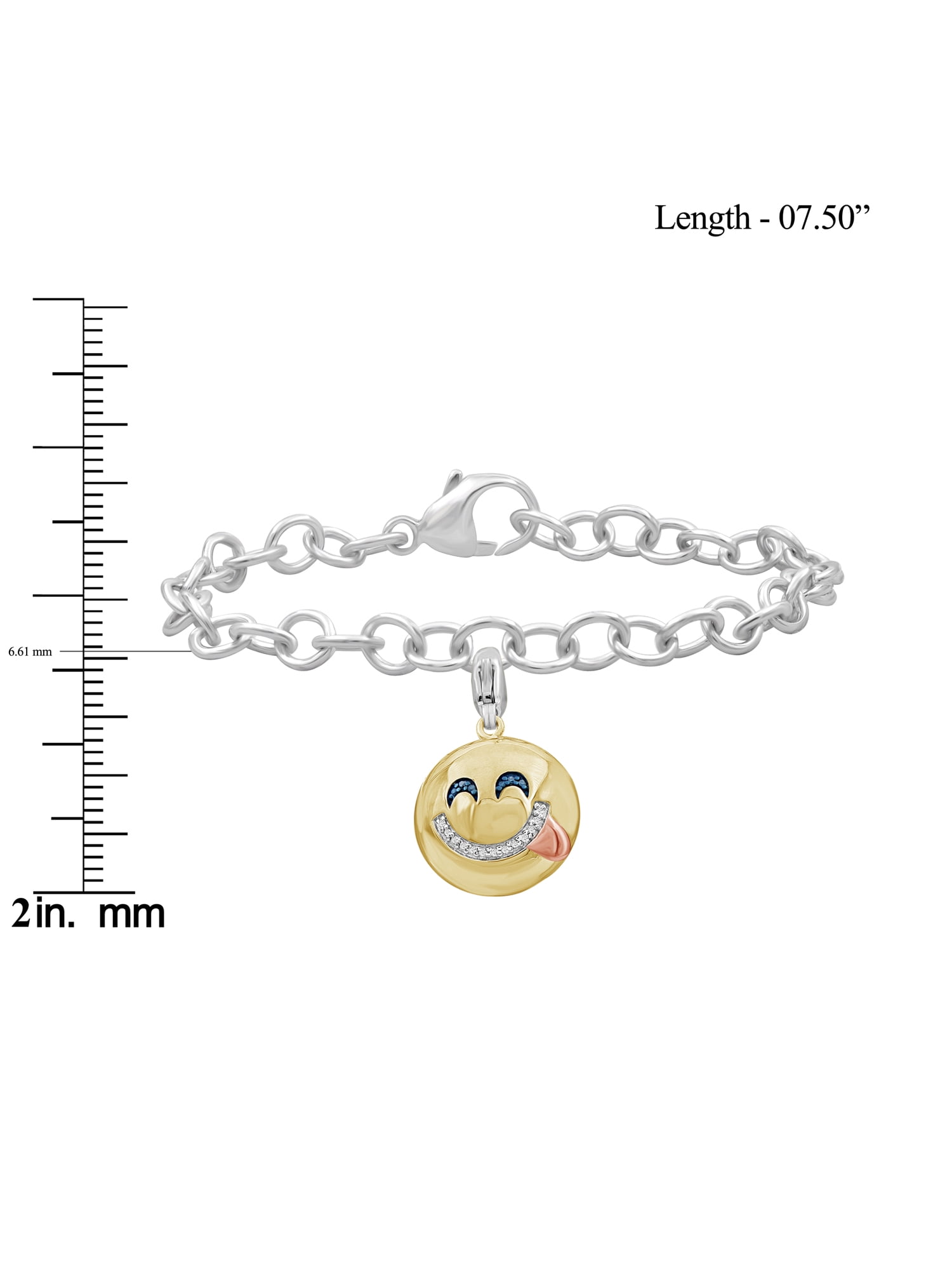 JewelersClub Accent Blue And White Diamond Two Tone Sterling Silver Emoji Bracelet