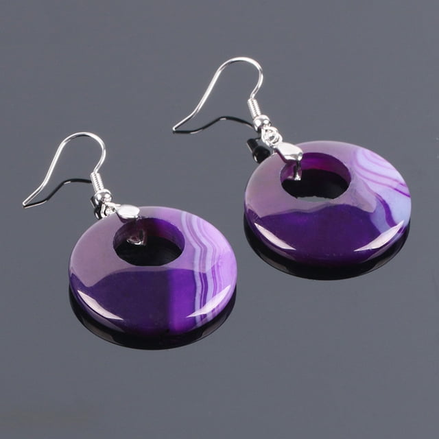 Onyx Boucles d'Oreilles en Cristal pour Femmes Pendentif Il de Tigre Rond Creux