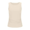 thumbnail image 5 of Lenpel Tank Tops for Women Summer Casual Plus Size Crew Neck Side Ruched Ribbed Knit Slim Sleeveless T Shirts Camisole Basic Tees, 5 of 7