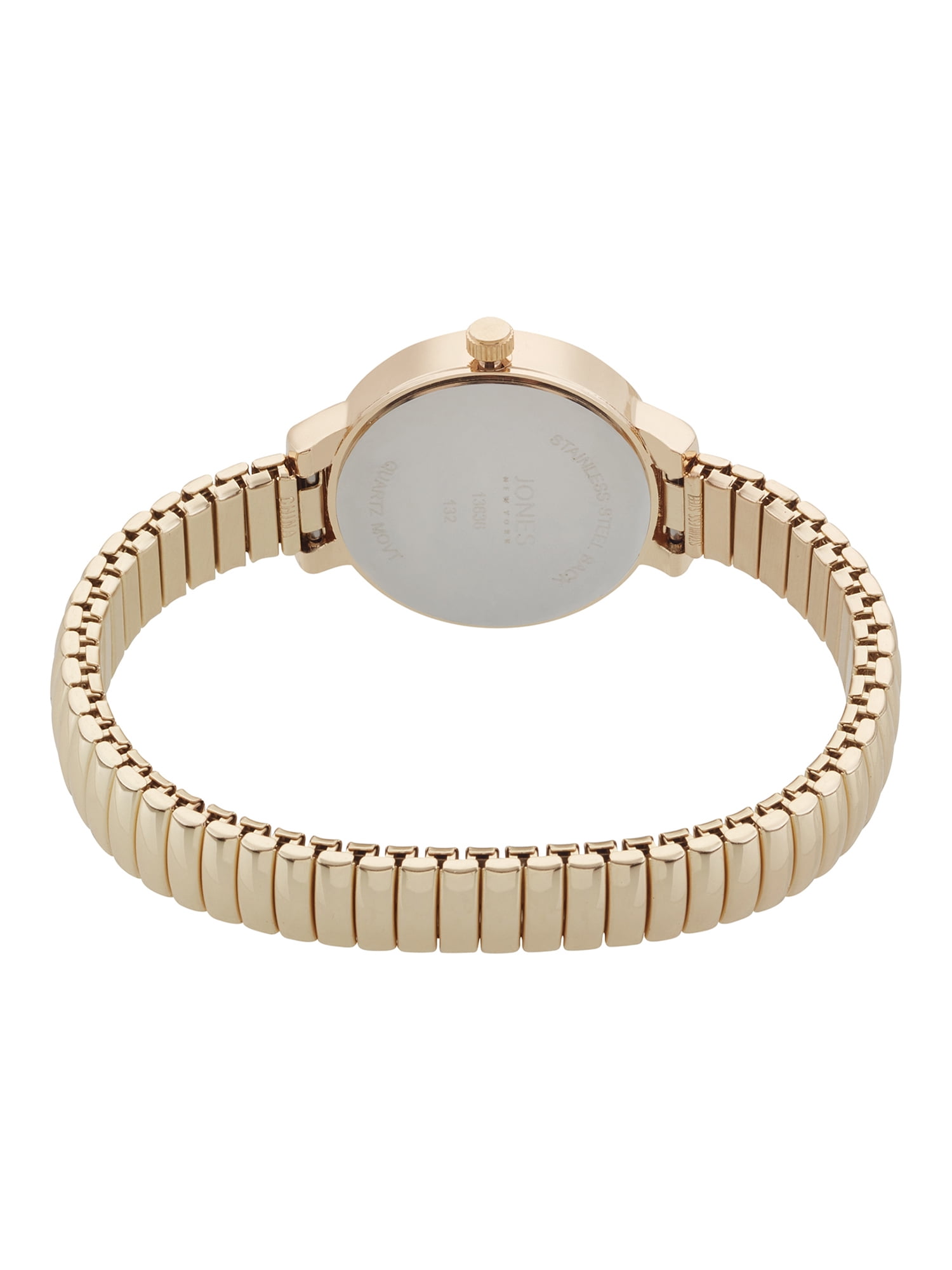 Jones New York Ladies Genuine Diamond White Dial Gold-Tone Metal Narrow Bracelet Analog Watch
