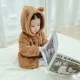 thumbnail image 5 of KYAIGUO 3-36M Newborn Baby Autumn Fleece Romper One-Piece Footies Jumpsuit Pajama Bear Hooded Warmer Snowsuit for Boys Girls, 5 of 8