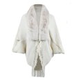 thumbnail image 2 of Elainilye Fashion Women's Fall Winter Scarf Knitted Loose Thickened Shawl Coat Artificial Fur-Collar Scarf Wrap Shawl Scarves,White, 2 of 5