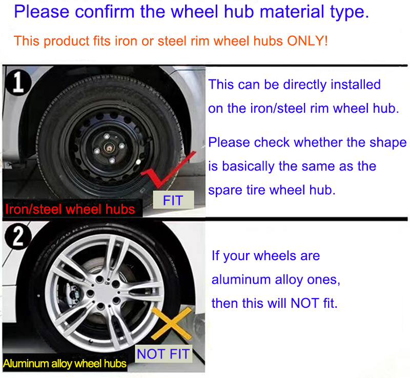 Hex Autoparts 14" Hub Caps Set of 4 fits R14 Tire & Steel Full Rim, Snap On Full Hubcaps Wheel Covers Universal for 14 inch Rims Black & Silver A-Type