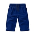 thumbnail image 3 of Eltusu Men's Workout Shorts, Below the knee Drawstring Zipper Pockets Elastic Waist Hiking Shorts Blue Size L, 3 of 7