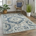 thumbnail image 6 of 8' X 11' Blue And Ivory Abstract Power Loom Distressed Stain Resistant Area Rug, 6 of 10