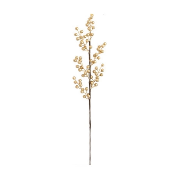 1 Pcs Artificial Berry Stems,Christmas Berries Holly Berry Branches,23 Inch Fake Berries Picks,Faux Holly Berry Stems,for Christmas Tree Decorations Diy Crafts Xmas Ornaments Wedding Home Decor,Gold