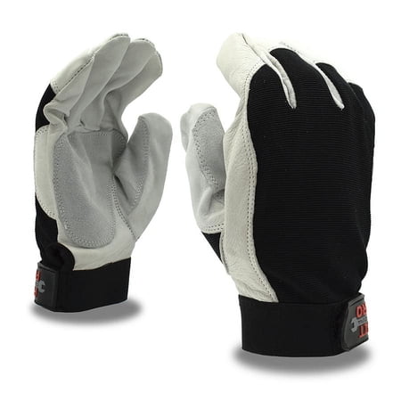 12-Pack of Cordova 77974 Pit Pro Work Gloves, Goatskin Double Palm, Black Spandex Back, Keystone Thumb, Hook & Loop Closure, X-Large