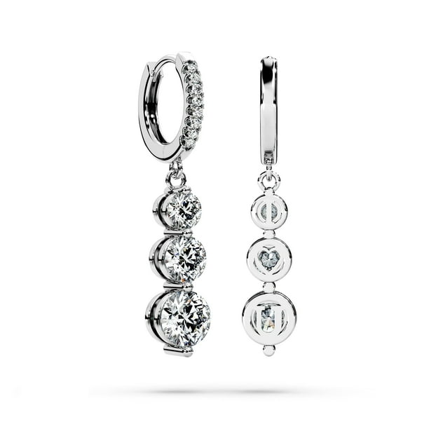 Pendientes SIGALIT Moissanite de plata de ley con forma de gota de tres piedras