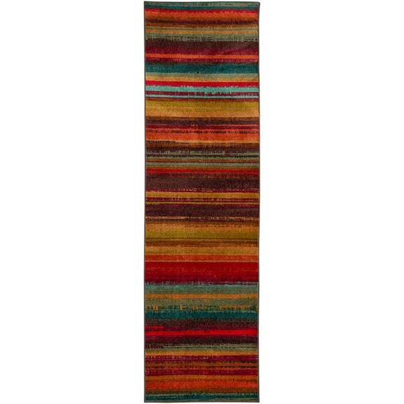 Boho Multi 2 ft. x 5 ft. Machine Washable Striped Modern Runner Rug