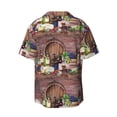 thumbnail image 2 of Easygdp Bottle Glass Red Wine Men's Casual Short-sleeved Shirt with Pocket and Button Suitable for Beach Vacation Leisure - Small, 2 of 7