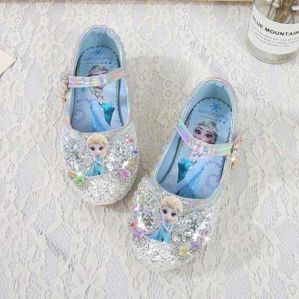 Zapatos de fiesta de princesa de tacón alto para niños de Disney, novedad de verano, sandalias para niñas, zapatos para bebés, zapatos de cristal para niñas pequeñas 23-3635 Gao Jinjia LED