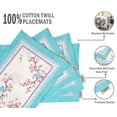thumbnail image 4 of Vargottam Placemats- Placemat For Dining Table, Set Of 4- Printed & Reversible CottonNapkin-IndoorPlacematsFor Home & Kitchen Dining Table- Bird & Floral (Pink & Blue), 4 of 5