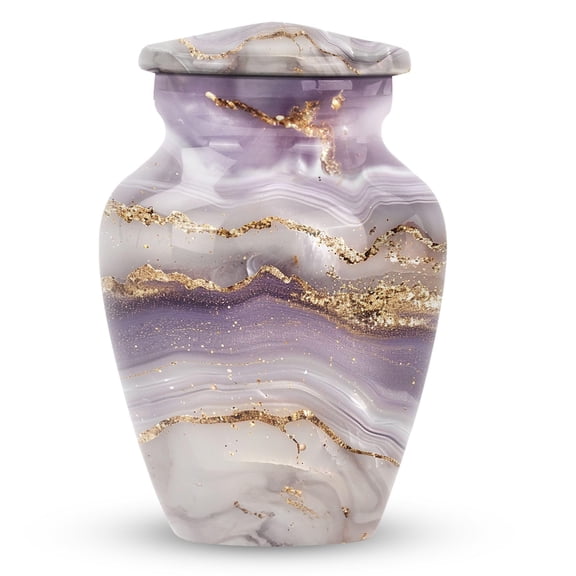 YATHABHISA Metal Purple Marble Pattern Mini Funeral Urn - Adult Ash Woman - 3 Inch - Pack of 1 - Mini Urns for Human Ashes - Cremation Urns for Adult Ashes