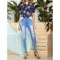 thumbnail image 5 of LA LEELA Button Down Shirt for Women Casual Summer Beach Party Blouse Shirt Blouses Short Sleeve Tropical Vacation Button up Dress Hawaiian Shirts for Women M Faded 1 Trees, Blue, 5 of 5