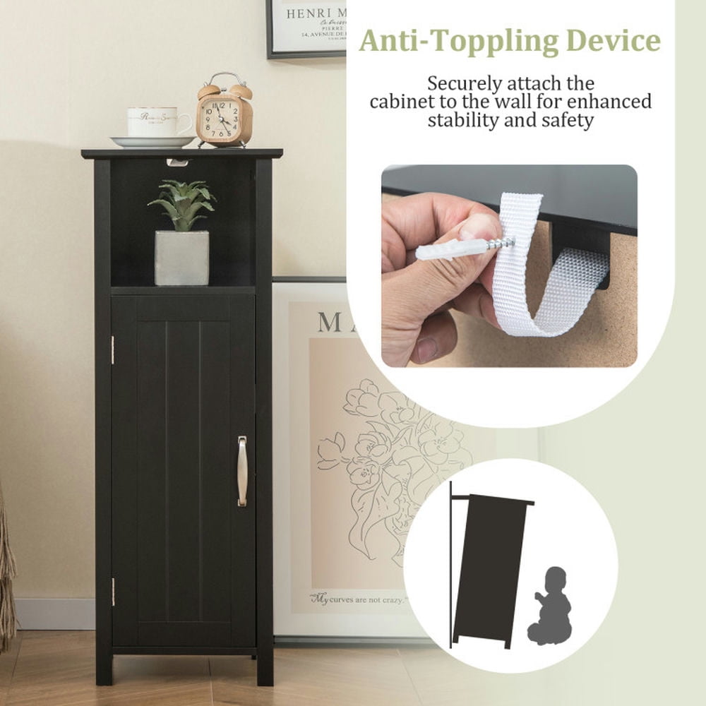 Finihen Bathroom Storage Cabinet, Bathroom Floor Cabinet, Bathroom Storage Organizer with 2-Tier Cabinet, for Bathroom, Living Room, Bedroom, Kitchen, Black Finihen Bathroom Storage Cabinet, Bathroom Floor Cabinet, Bathroom Storage Organizer with 2-Tier Cabinet, for Bathroom, Living Room, Bedroom, Kitchen, Black