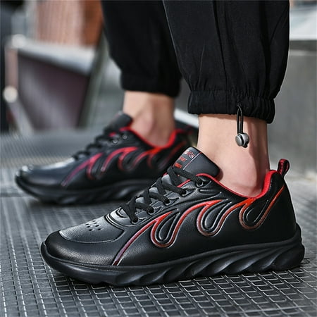 

NEGJ Mens Sneakers Fashion Leather Lace Up Casual Outdoor Walking Shoes Sports Running Shoes Sneakers