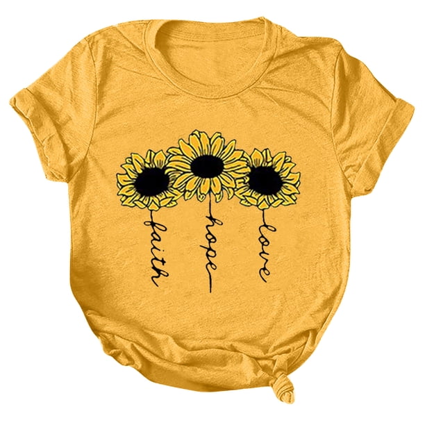 Gibobby Camiseta de manga corta para mujer Las mujeres rematan la camisa moda casual cuello redondo manga corta(Amarillo,XL)